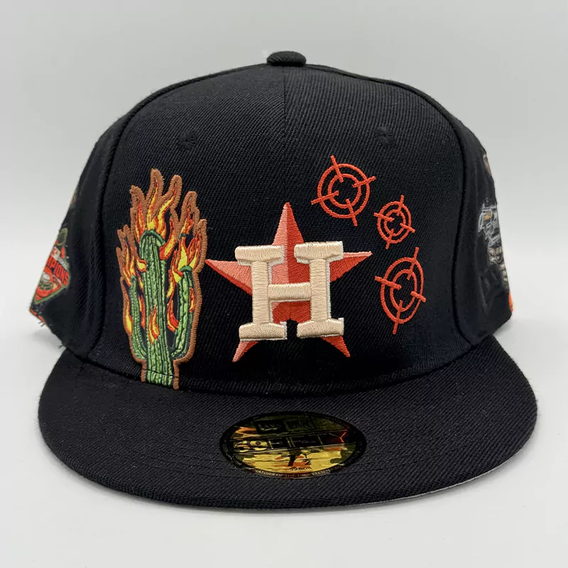 کلاه کپ فیت بک یا پشت بسته مدل H NZMU طرح کاکتوس مشکی