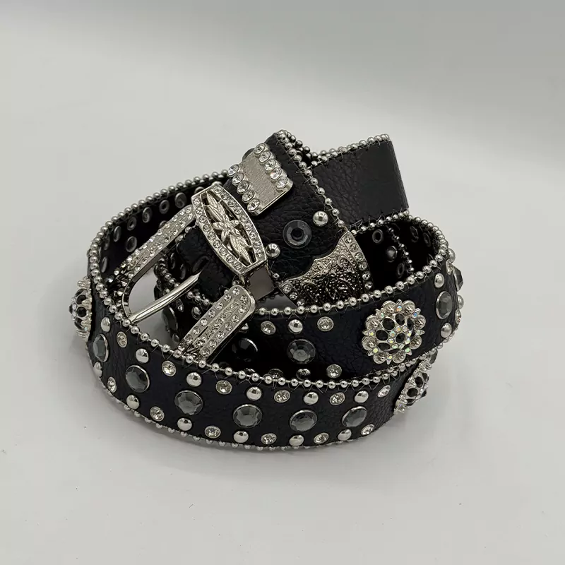 کمربند فول نگین چرم طبیعی کد 1