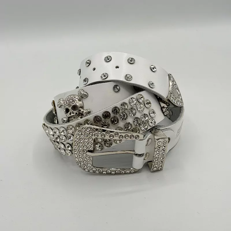 کمربند فول نگین چرم طبیعی کد 2