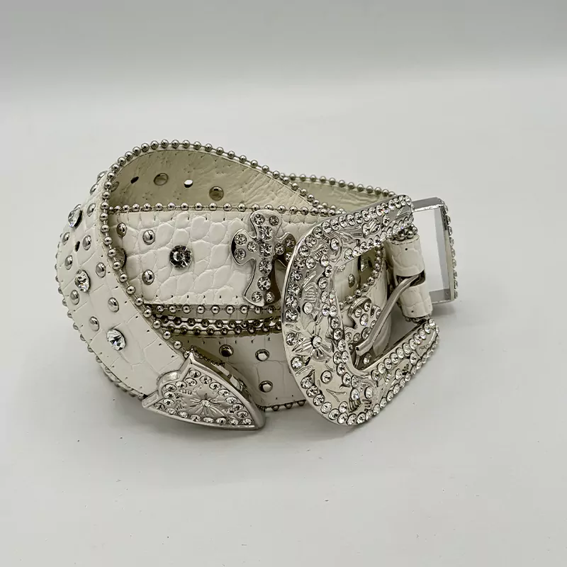 کمربند فول نگین چرم طبیعی کد 3-1