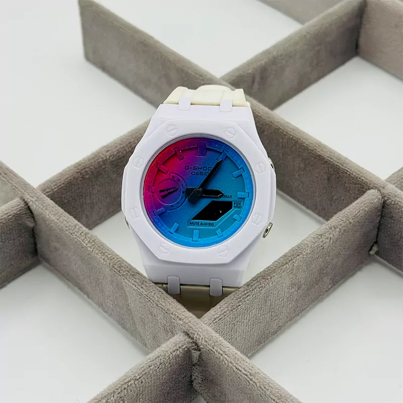 ساعت جی شاک G-shock صفحه رنگی بدنه سفید